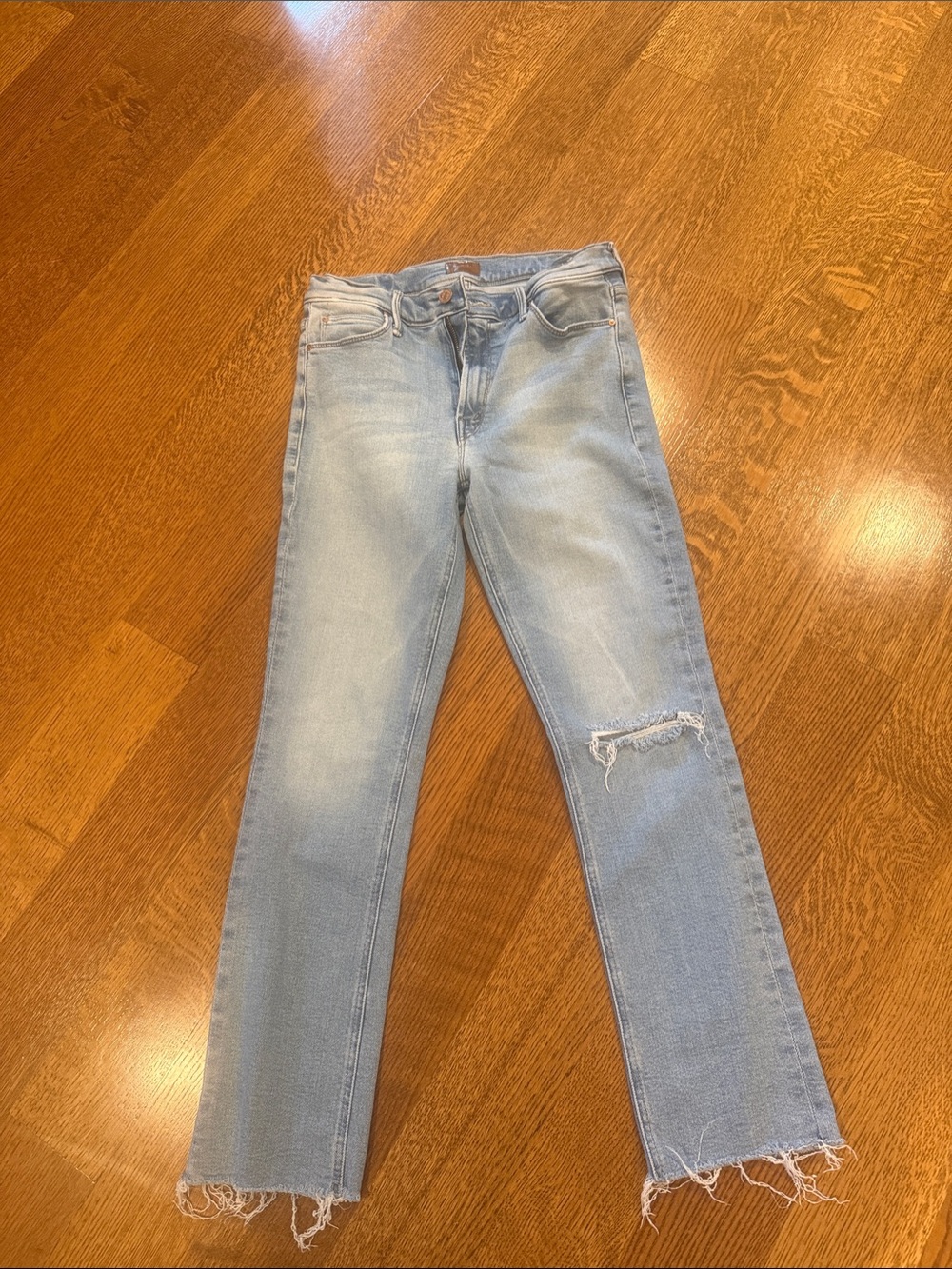 MOTHER THE MID RISE DAZZLER ANKLE FRAY SIZE 28